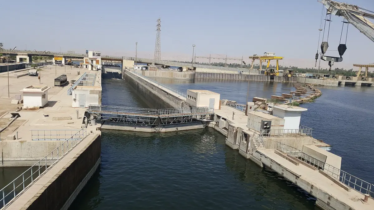 A ship waiting in the Esna lock