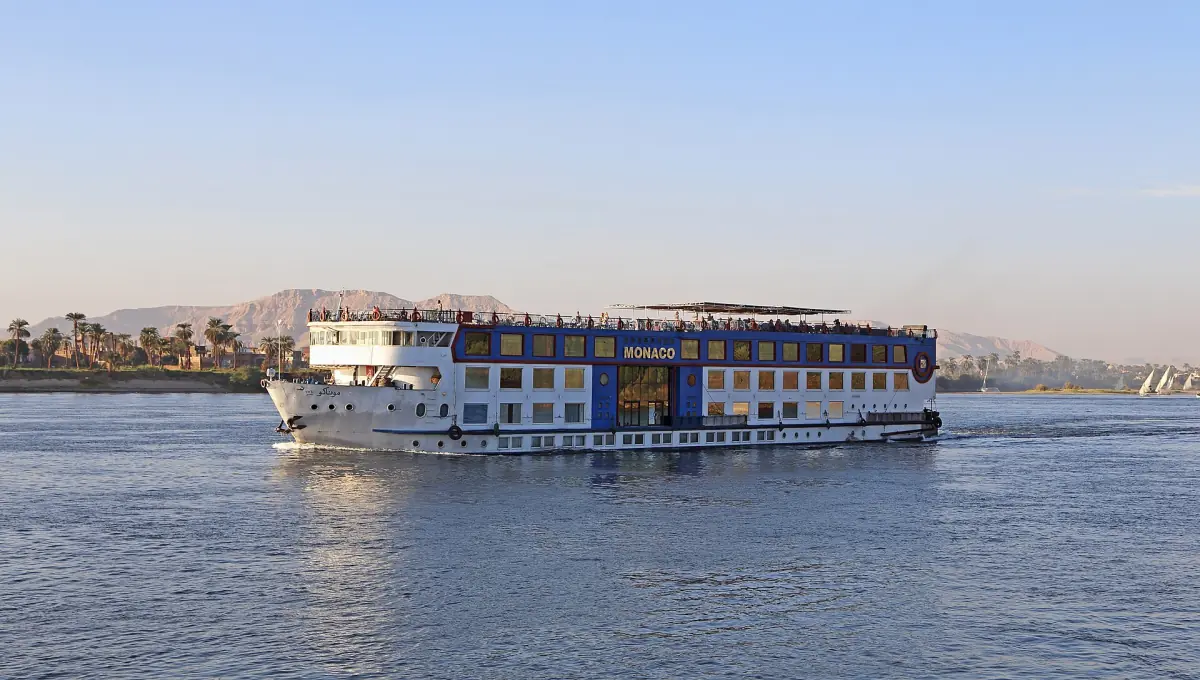 A Nile cruise ship under way