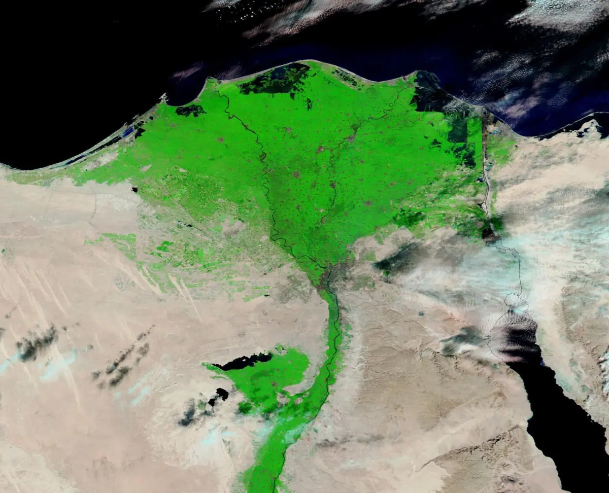 Das grüne Nildelta aus dem All