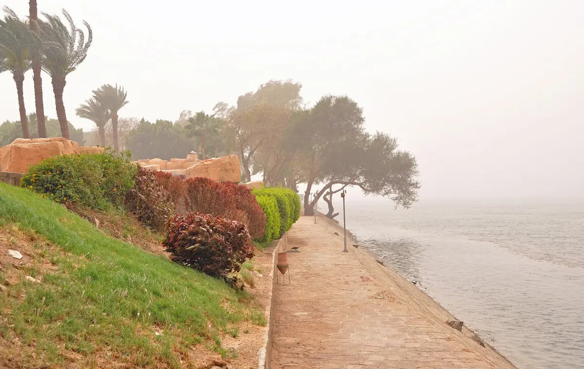 The riverside promenade in Luxor